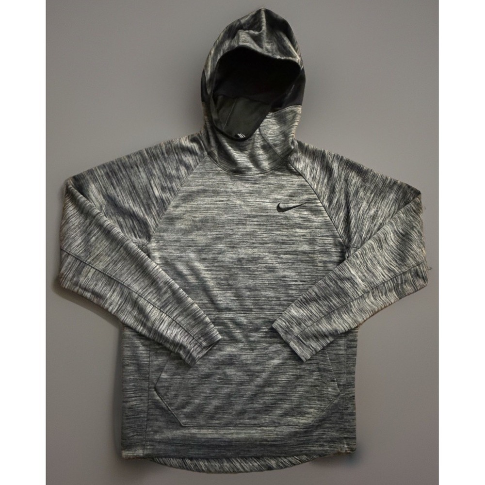 Nike Dri-fit Long Sleeve Hoodie Sweatshirt Logo Embroidered Gray Small JBHS